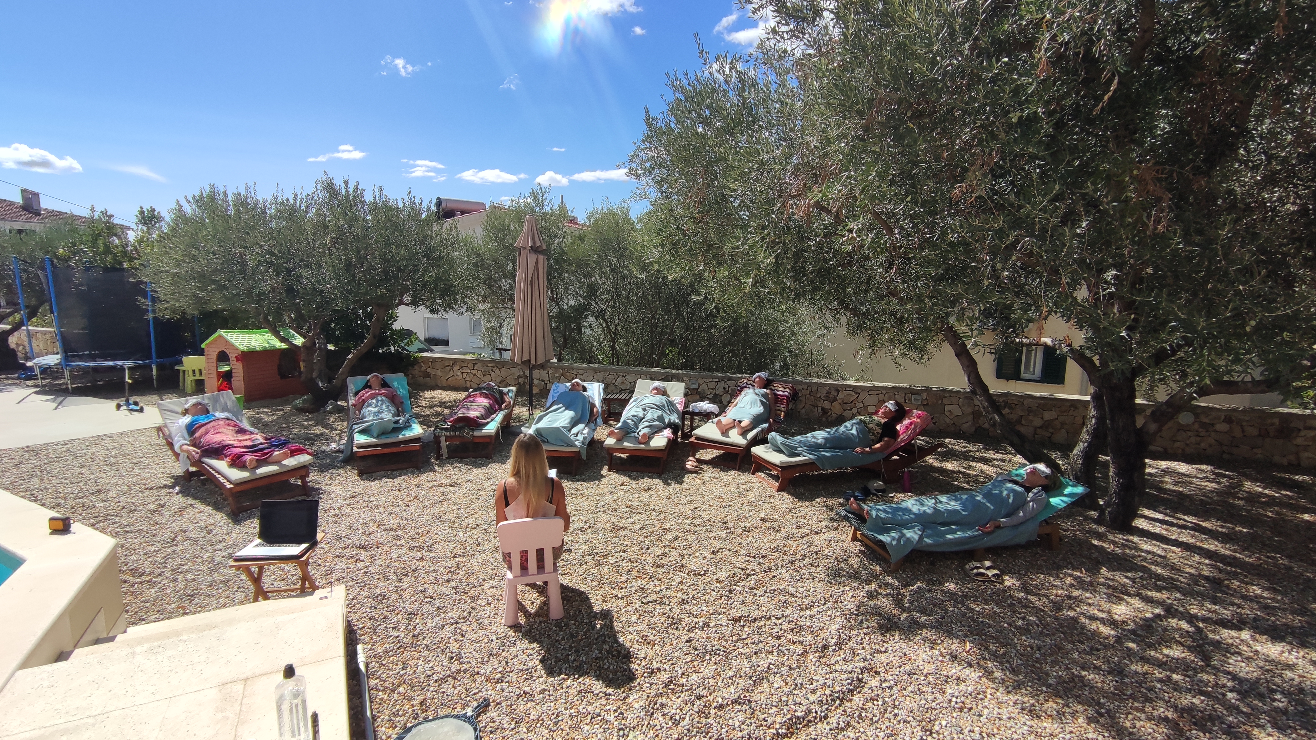 Woman lying in savasana