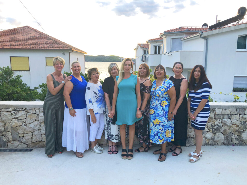 Women practicing meditation